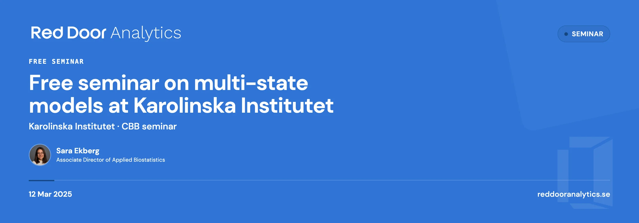 Join Sara for a free seminar on multi-state models at Karolinska Institutet — Red Door Analytics