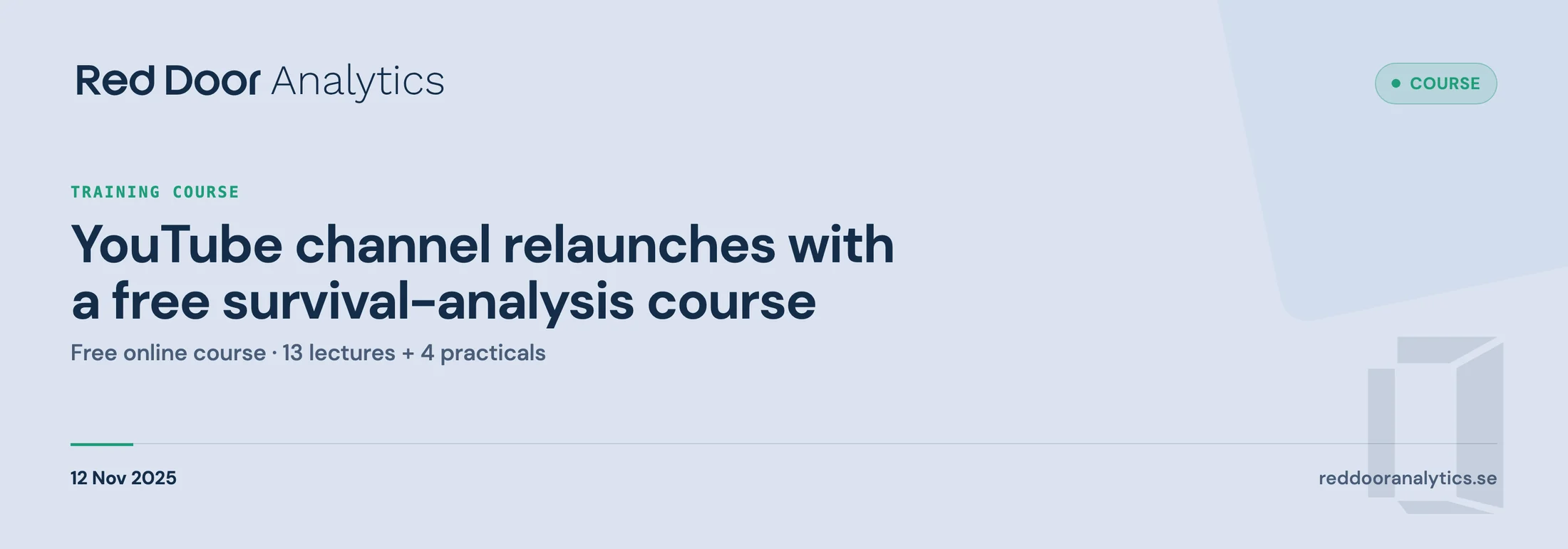 RDA relaunches its YouTube channel with a free survival-analysis course — Red Door Analytics